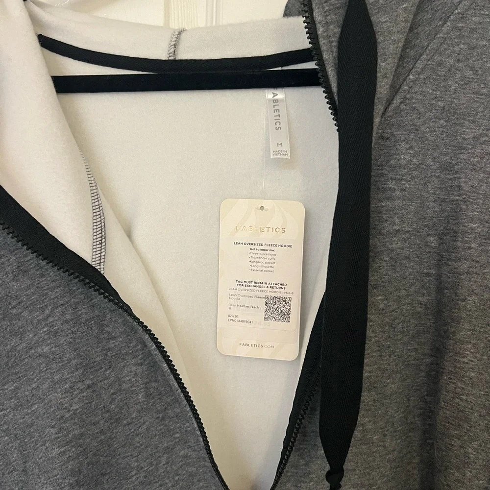 Fabletics Charcoal Zip-Up Hoodie